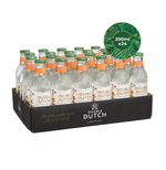 Case of Double Dutch Indian Tonic Water bottles with a green label on a white background