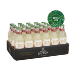 Case of Double Dutch ginger beer bottles with a green label on a white background