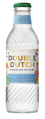 Bottle of Double Dutch Skinny Tonic Water on a white background